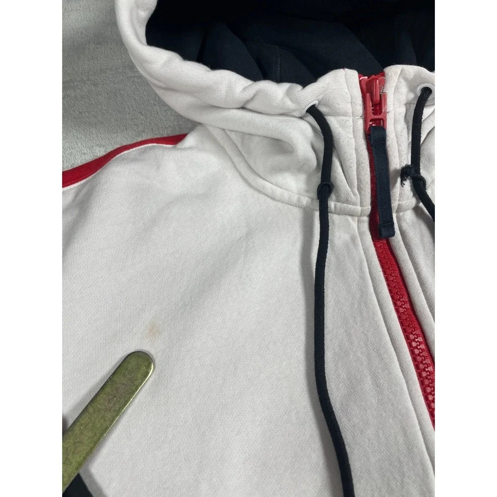 Nike Air Hoodie Men XL Red White Colorblock Full Zip Swoosh Vintage Style